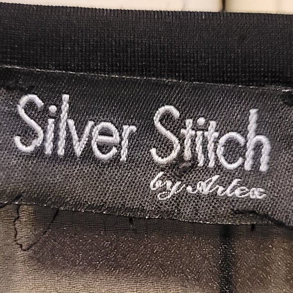 Silver Stitch Black and Silver Mesh and PU Leather T Shirt Dress - Picture 4 of 4